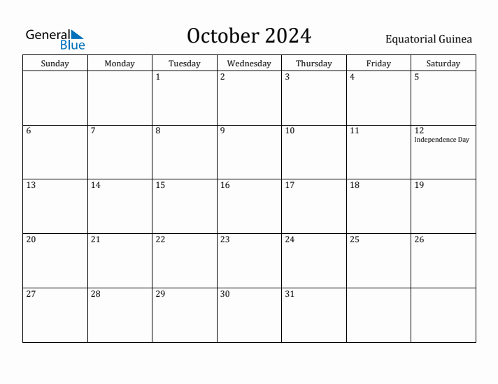 October 2024 Calendar Equatorial Guinea