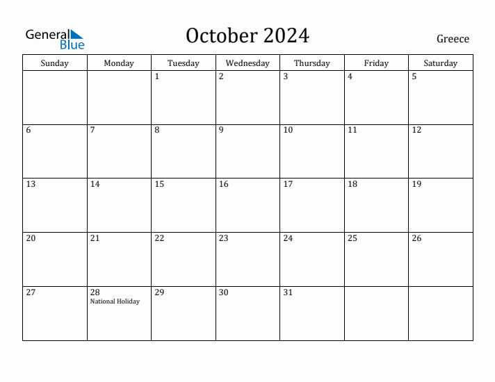 October 2024 Calendar Greece