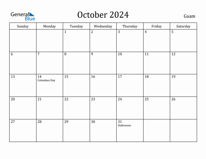 October 2024 Calendar Guam