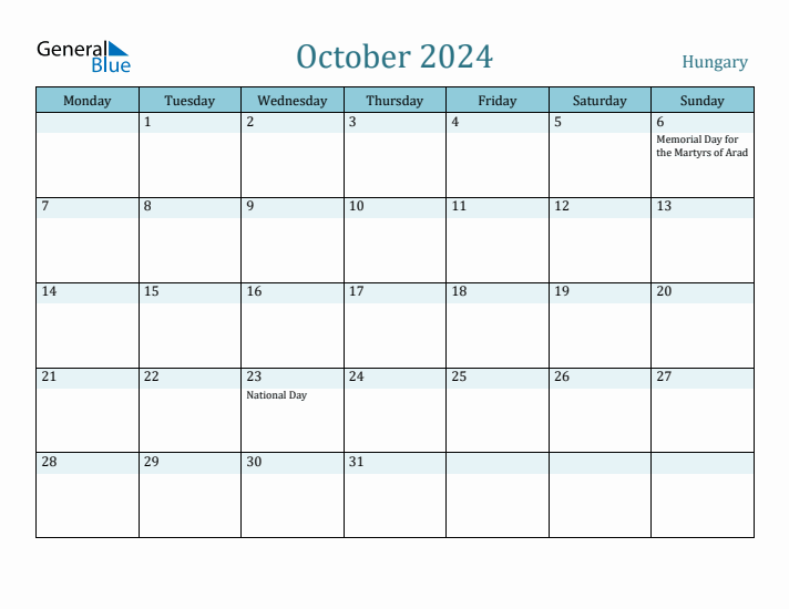 October 2024 Calendar with Holidays