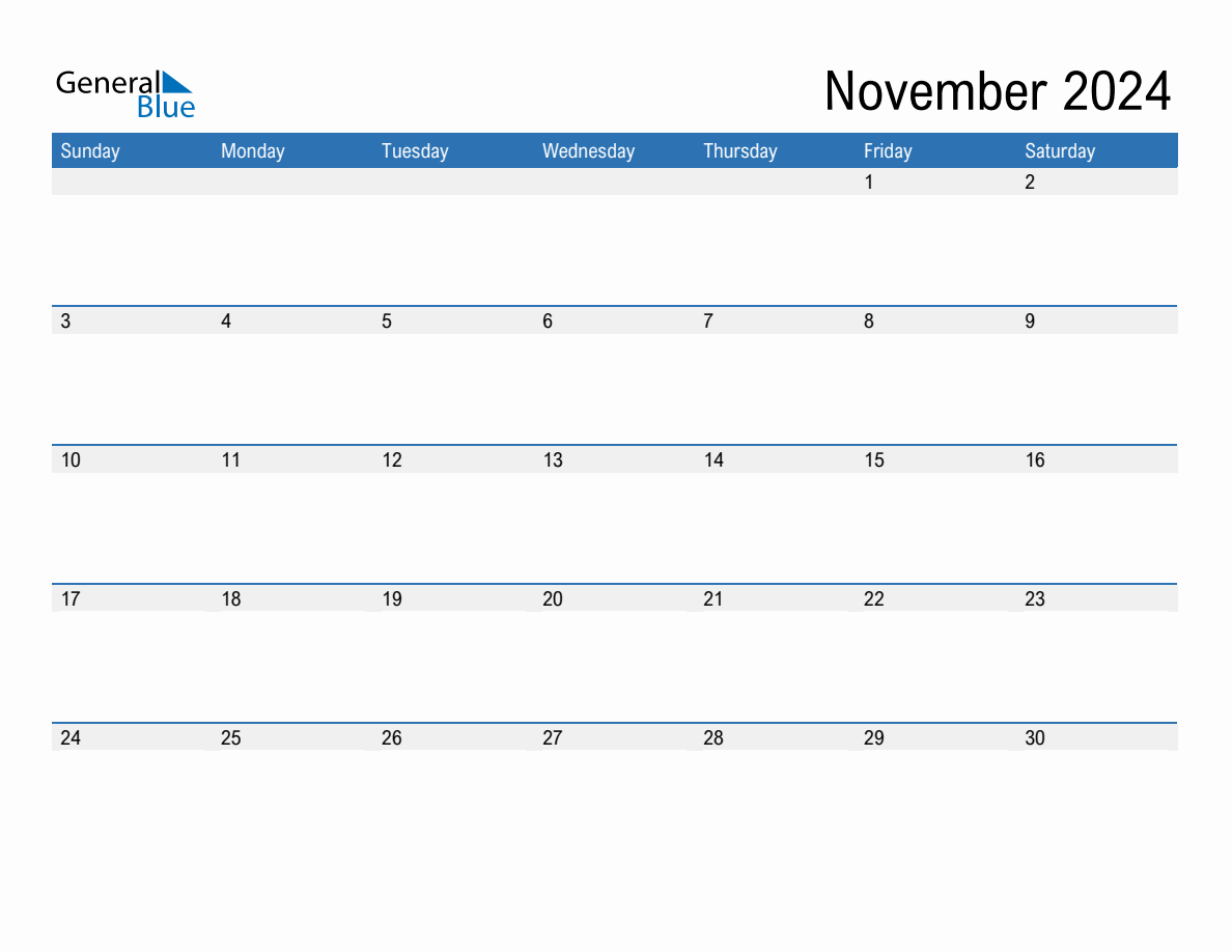November 2024 Monthly Planner Calendar