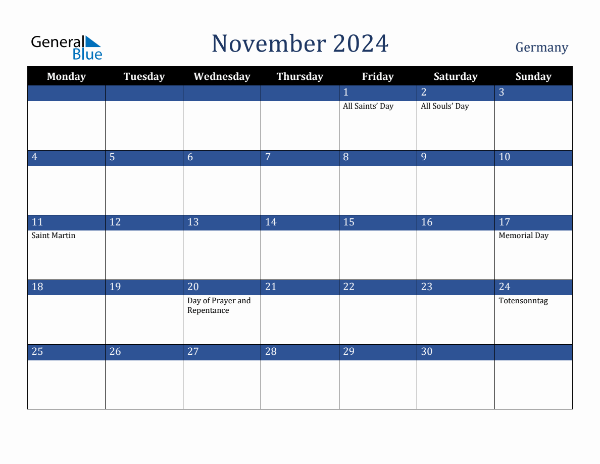 November 2024 Germany Holiday Calendar   2024 11 November Calendar Dark Blue Monday Start En De 1188x918 