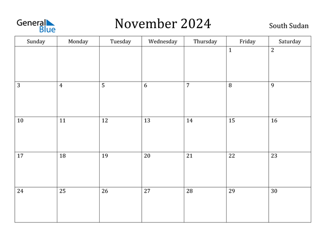 Calendar November 2024 Australia Printable