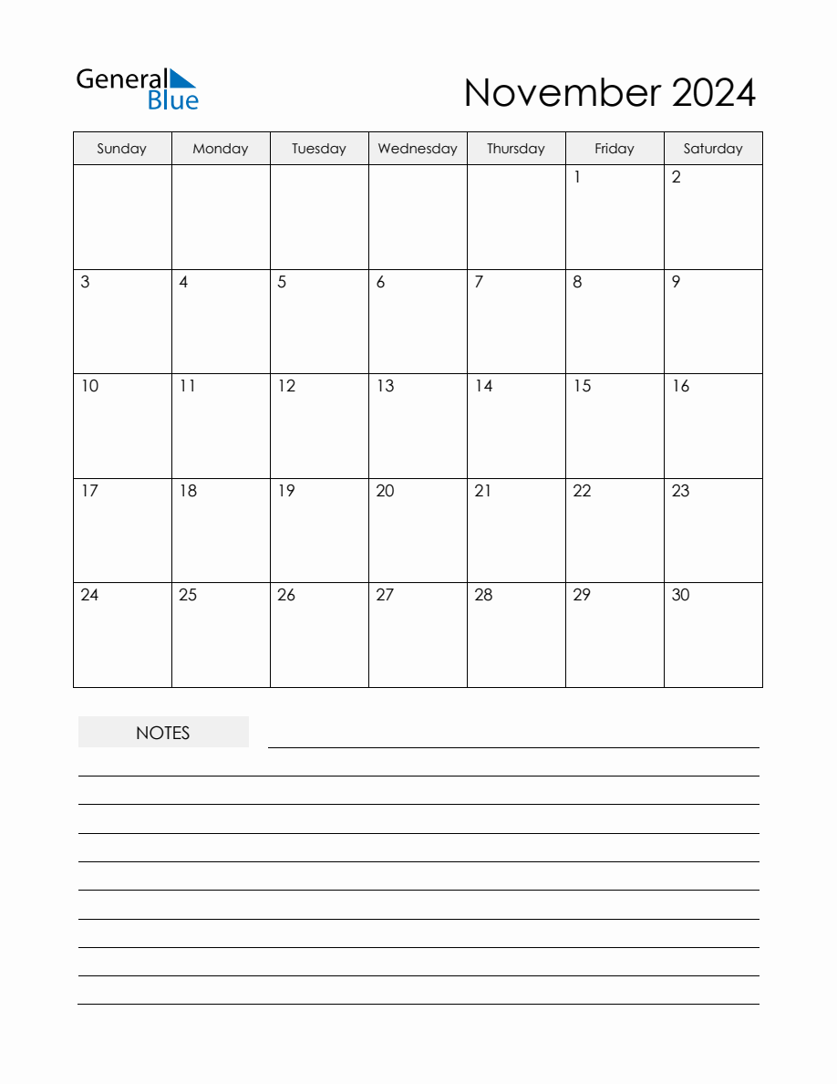 November 2024 Monthly Planner Calendar