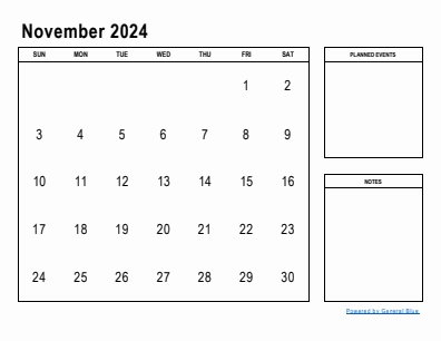 Last month calendar November 2024