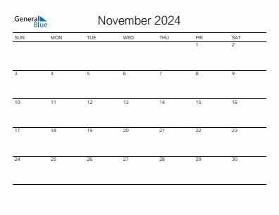 Last month calendar November 2024