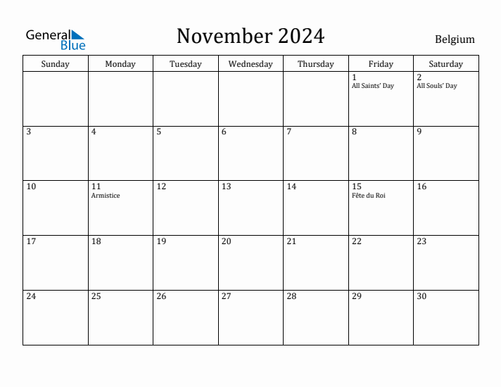 November 2024 Calendar Belgium