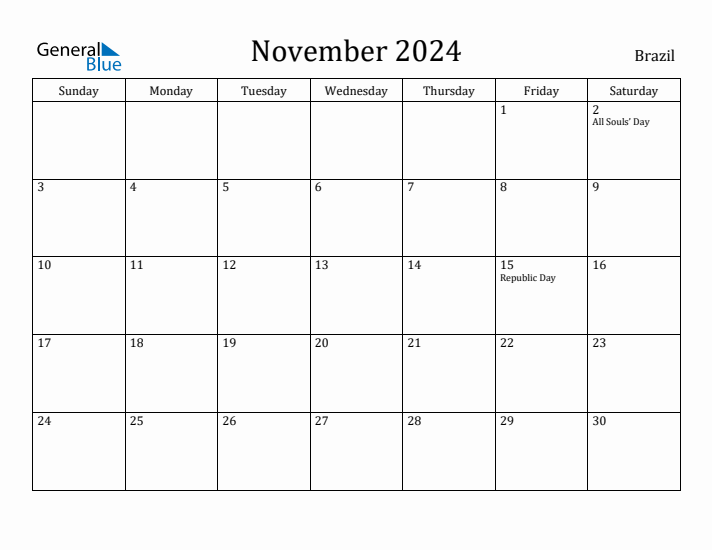 November 2024 Calendar Brazil