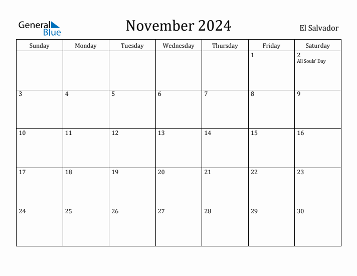 November 2024 Calendar El Salvador