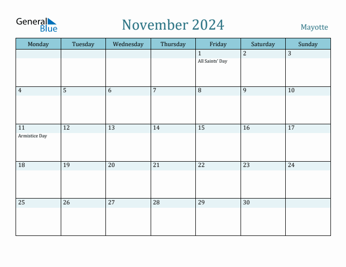 November 2024 Calendar with Holidays