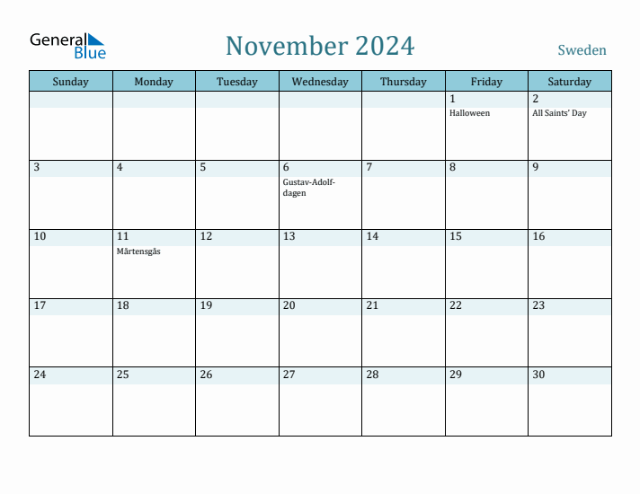 November 2024 Calendar with Holidays