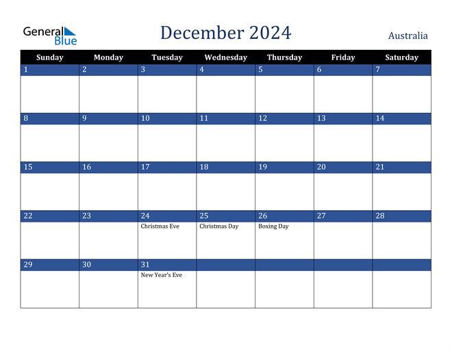 December 2024 Calendar with Australia Holidays