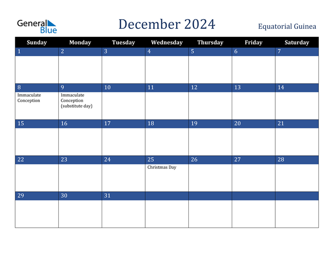 December 2024 Equatorial Guinea Calendar