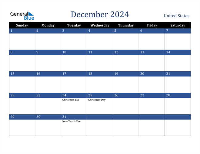 December 2024 United States Calendar
