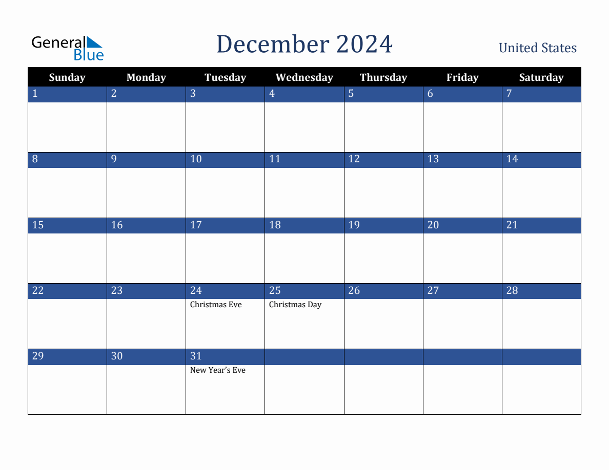 December 2024 United States Holiday Calendar