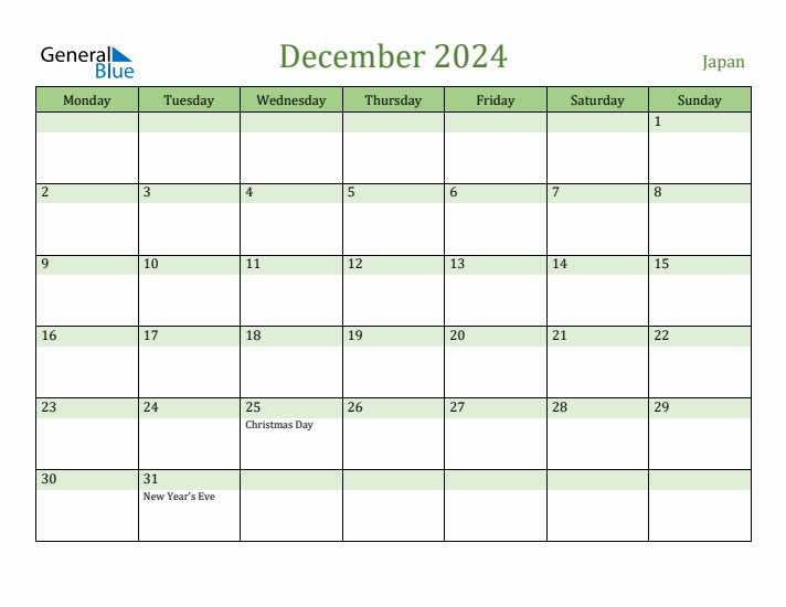 December 2024 Calendar with Japan Holidays