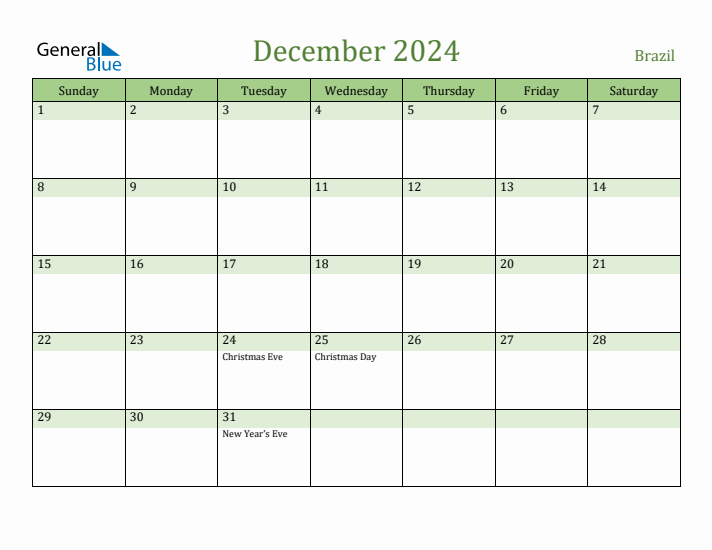 December 2024 Calendar with Brazil Holidays