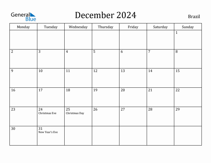 December 2024 Calendar Brazil