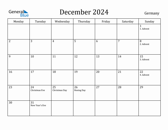 December 2024 Calendar Germany