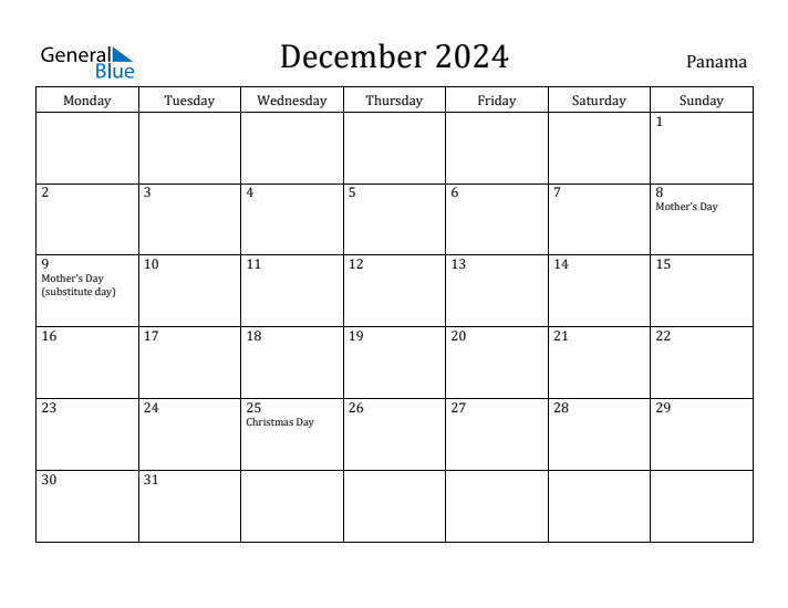 December 2024 Calendar Panama