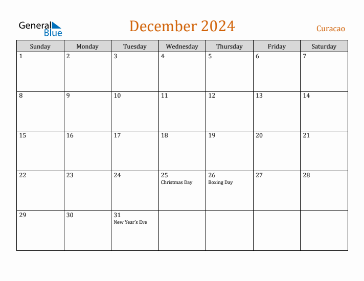 December 2024 Holiday Calendar with Sunday Start