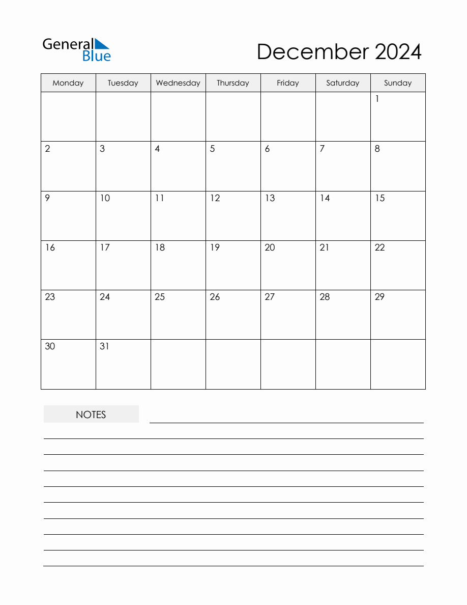 December 2024 Monthly Planner Calendar