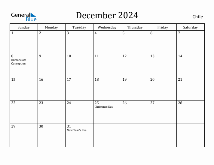 December 2024 Calendar Chile