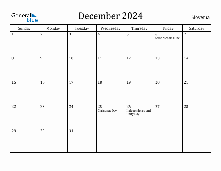 December 2024 Calendar Slovenia