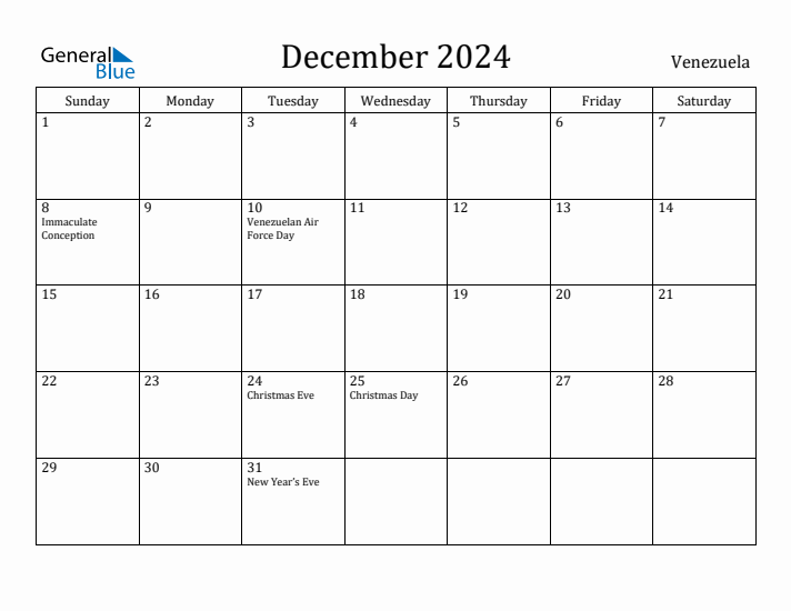 December 2024 Calendar Venezuela