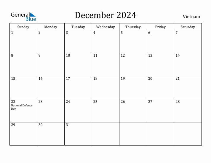 December 2024 Calendar Vietnam