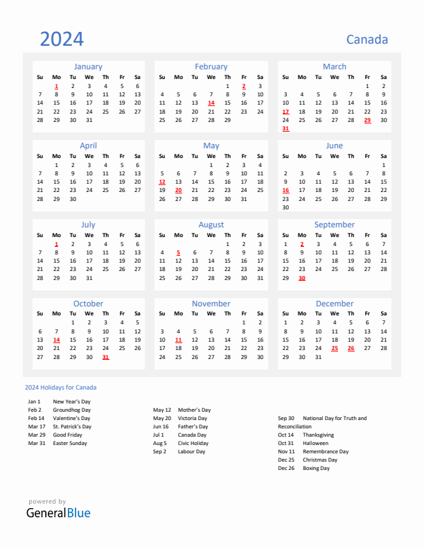 Calendar 2024 Calendar Printable Canada 2024 Jany Roanne