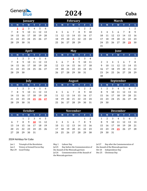 2024 Cuba Free Calendar