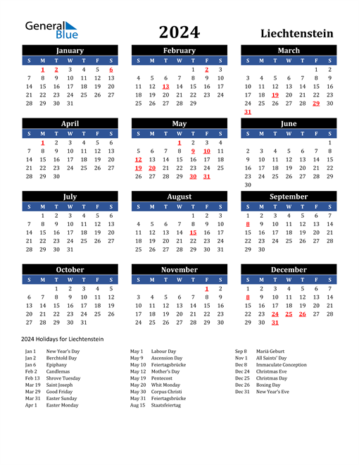 2024 Liechtenstein Free Calendar