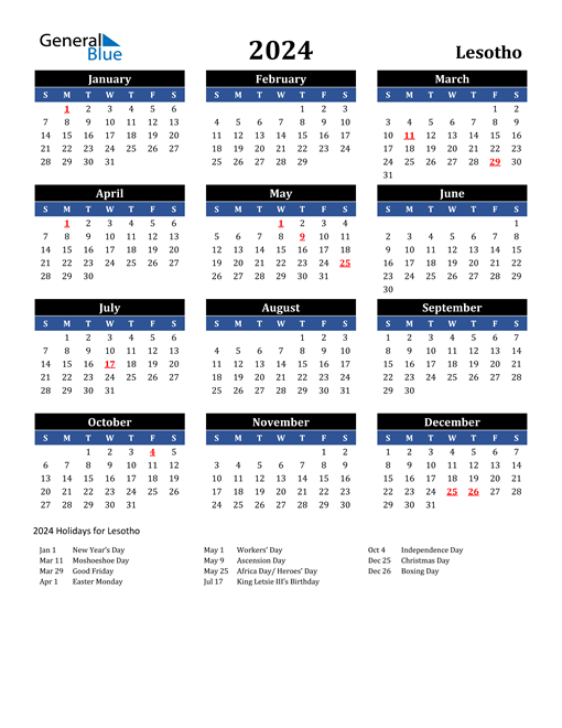 2024 Lesotho Calendar With Holidays   2024 Calendar Black Blue With Holidays Portrait En Ls 510x660 