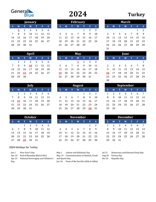 2024 Turkey Calendar With Holidays Riset