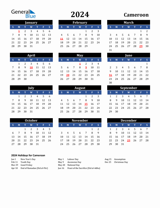 2024 Cameroon Holiday Calendar
