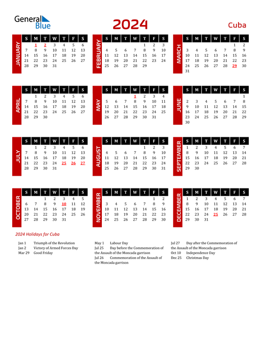 Download Cuba 2024 Calendar