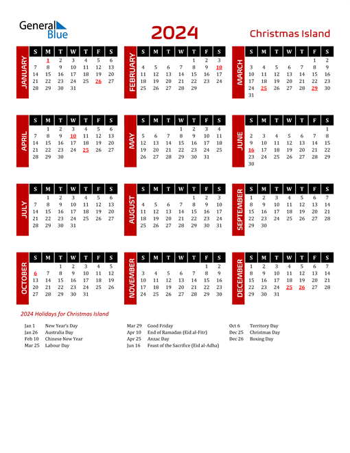 Download Christmas Island 2024 Calendar
