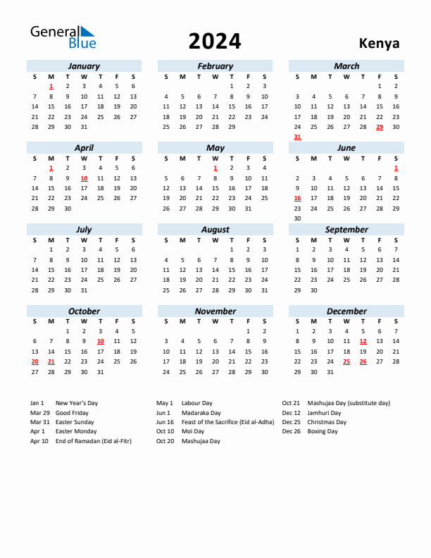 Kenya Holiday Calendar 2024 Maggie