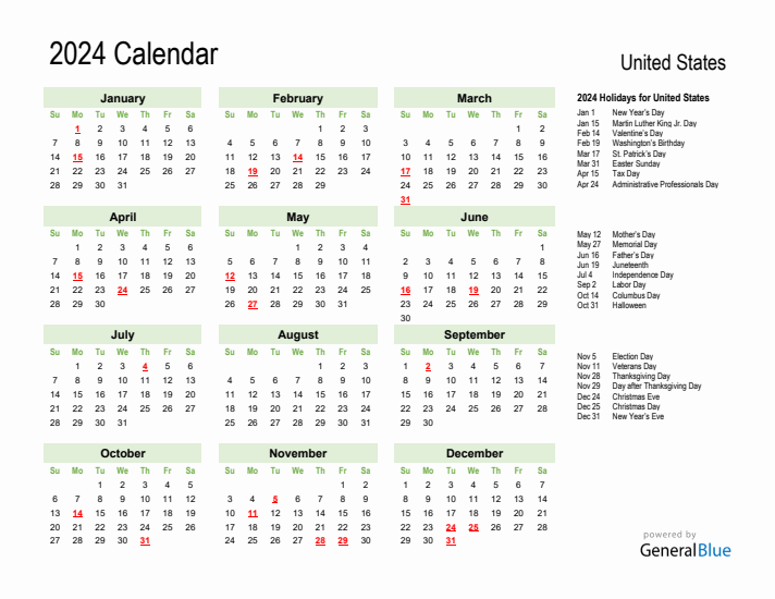 2024 Summer Calendar United States Holidays Homework Honey Laurena