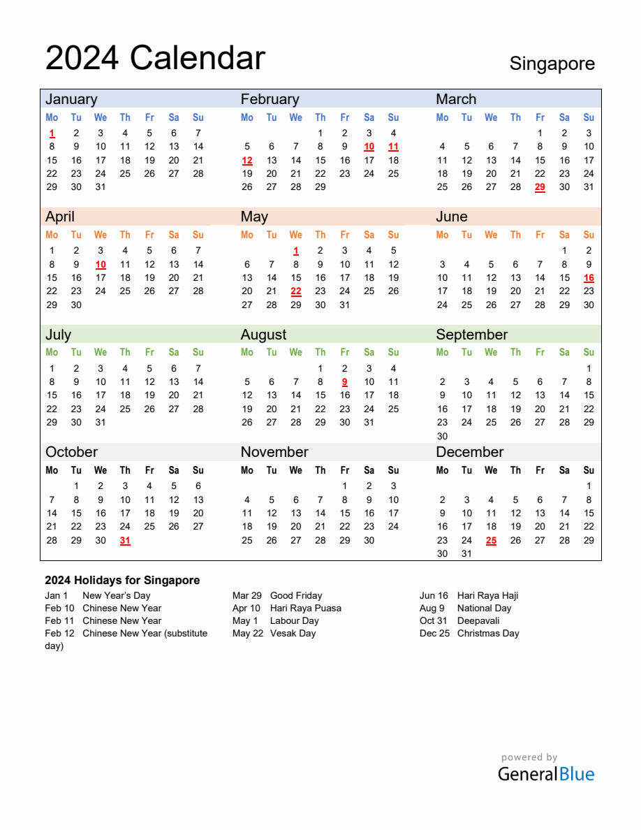 Annual Calendar 2024 With Singapore Holidays   2024 Calendar Multi Colored With Holidays Portrait Monday Start En Sg 918x1188 