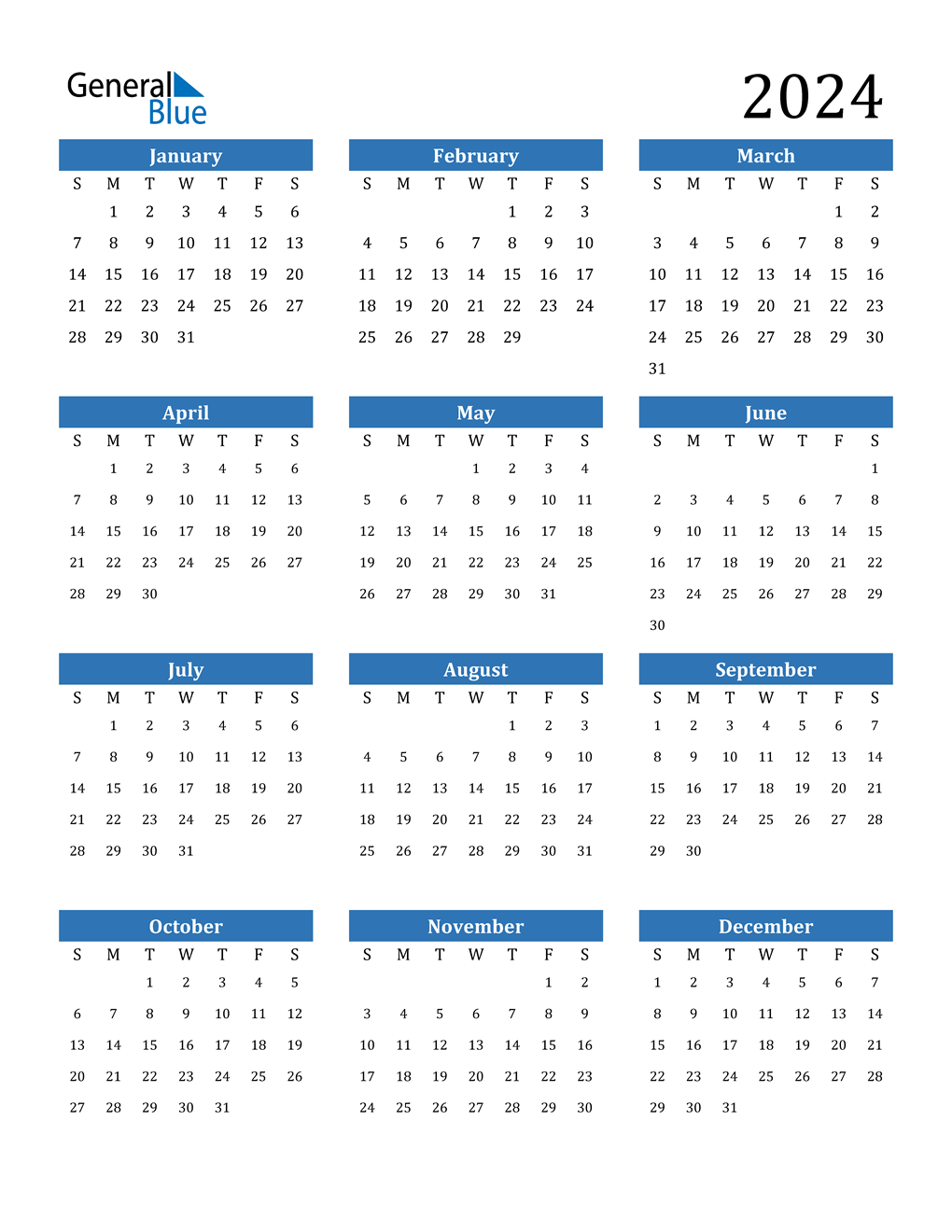 2024 Printable Calendar Printable World Holiday