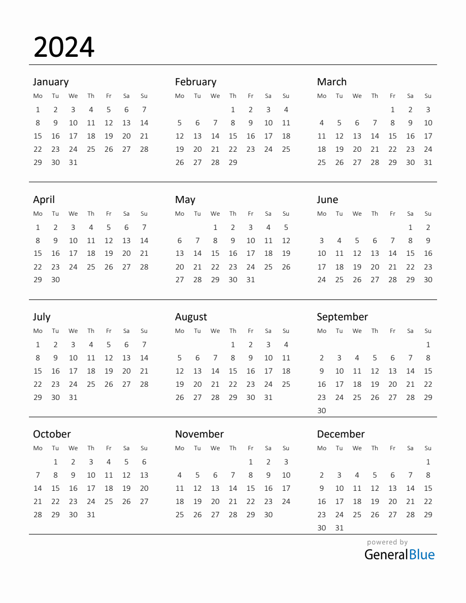 Printable Calendar for 2024