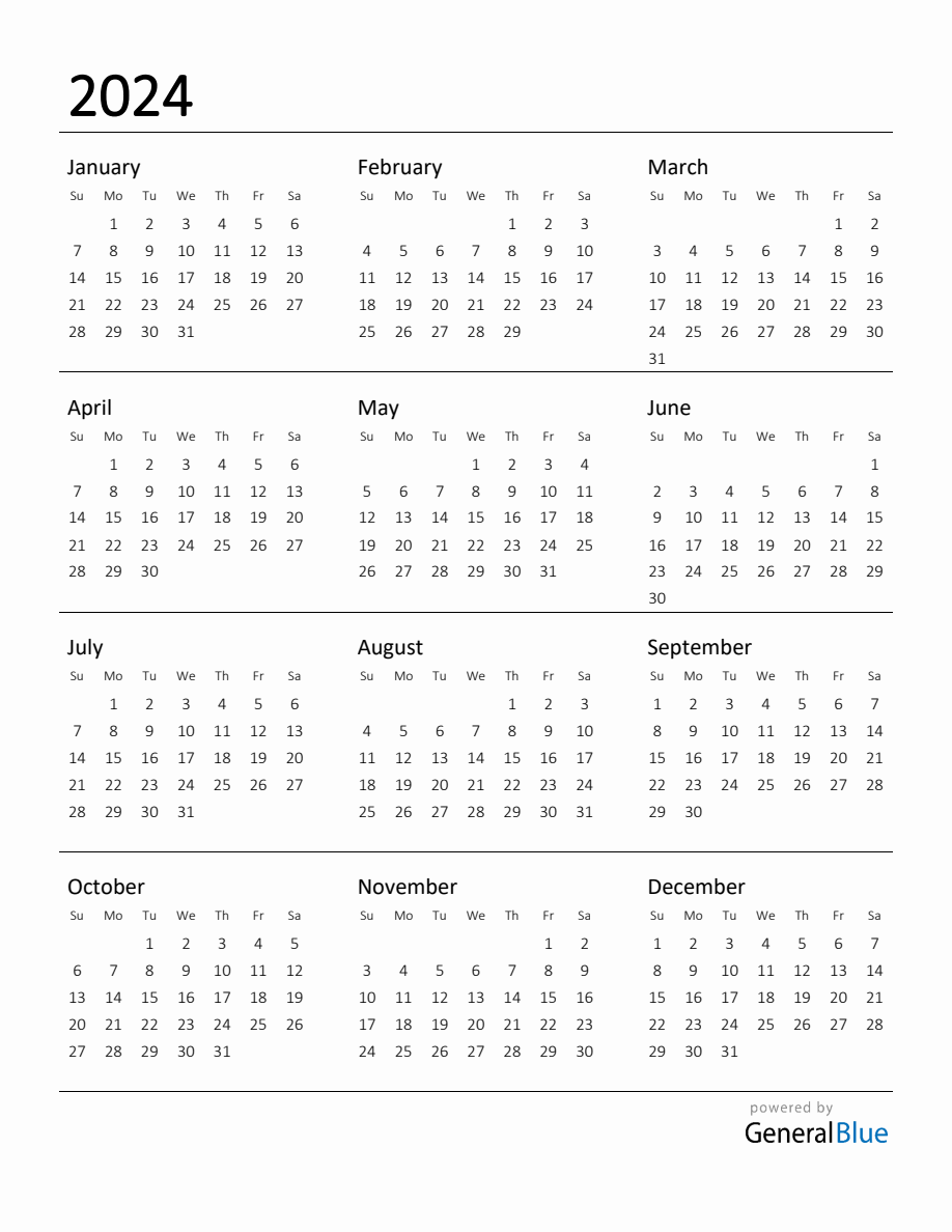 Printable Calendar for 2024