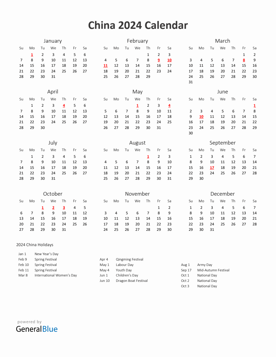 2025 Yearly Calendar Printable With China Holidays