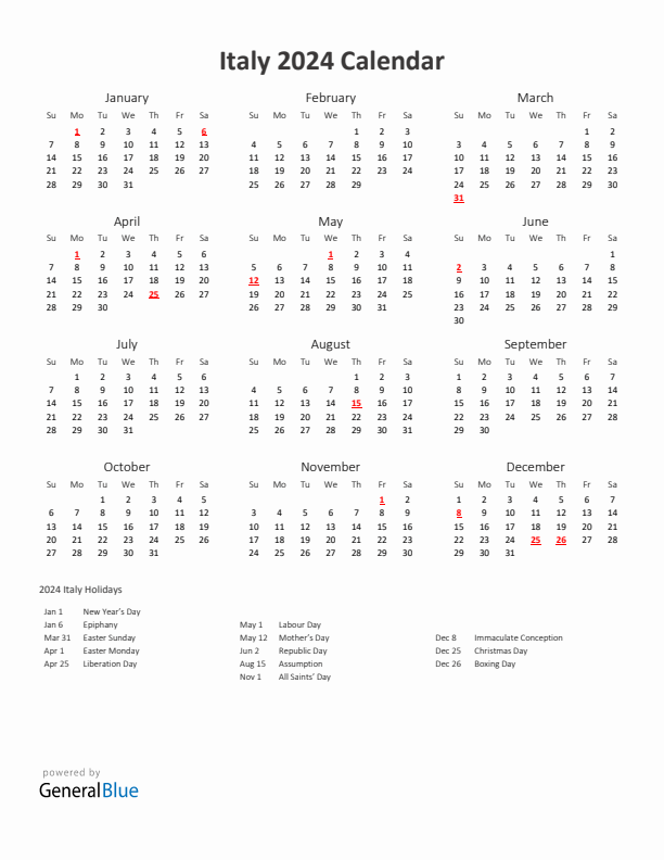 2024 Calendar Printable With Holidays Portrait Sunday Start En It 612x792 