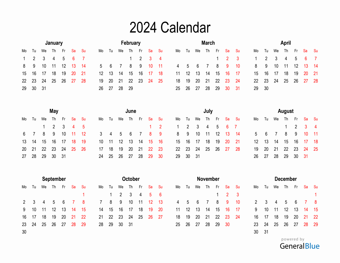 Free Calendar for 2024
