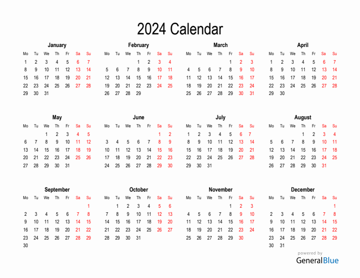 Free Calendar for 2024
