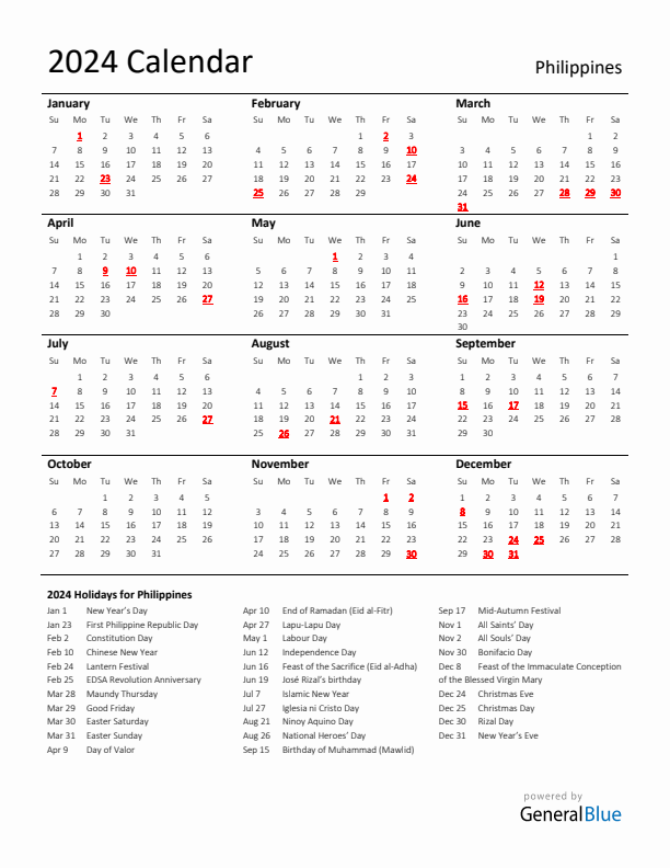 2024 Lunar Calendar Philippines Holiday September And October 2024