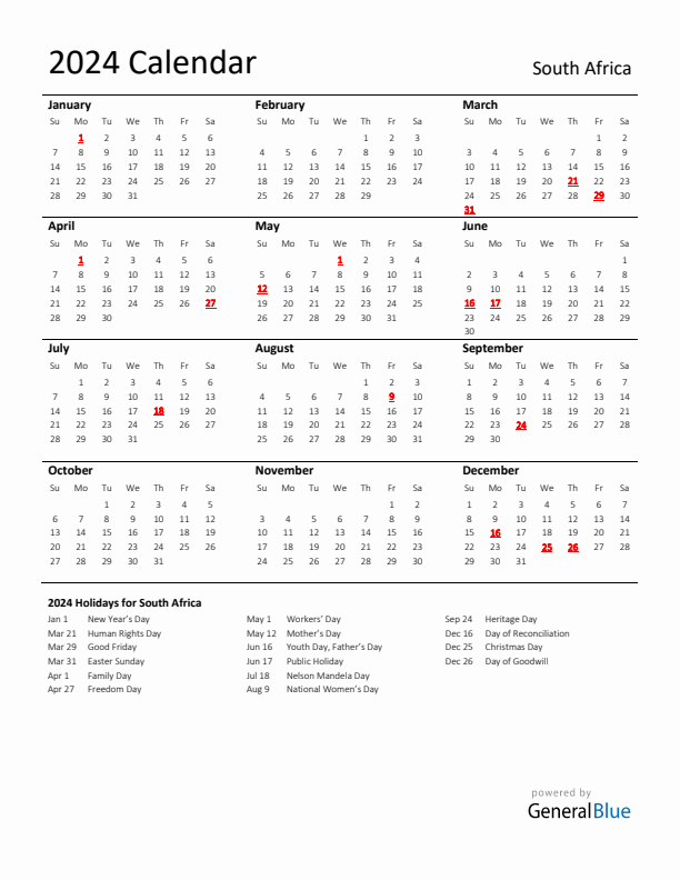 2024 June Calendar With Holidays South Africa 2020 Calendar 2024